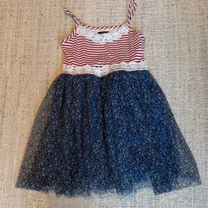 Zunie Red and Navy Lace Kids Dress
